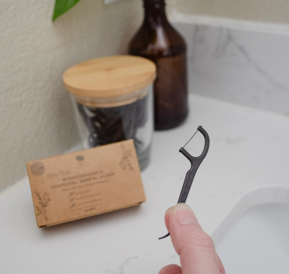 Charcoal Dental Floss Picks