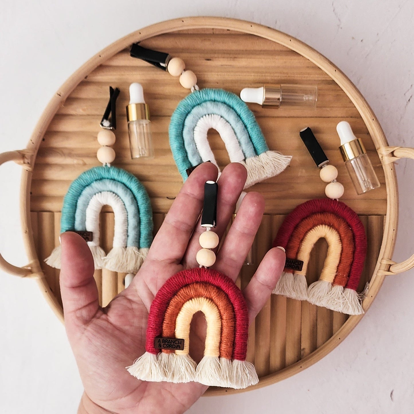 Macrame Car Vent Rainbow Diffuser