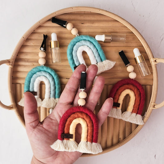 Macrame Car Vent Rainbow Diffuser