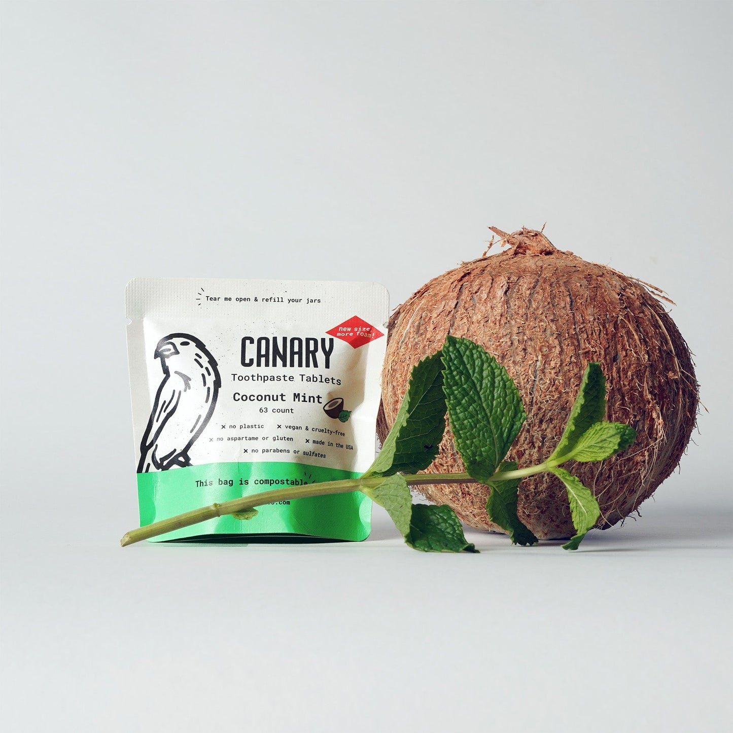 Coconut Mint Toothpaste Tablets | Plastic-Free | Nano Hydroxyapatite
