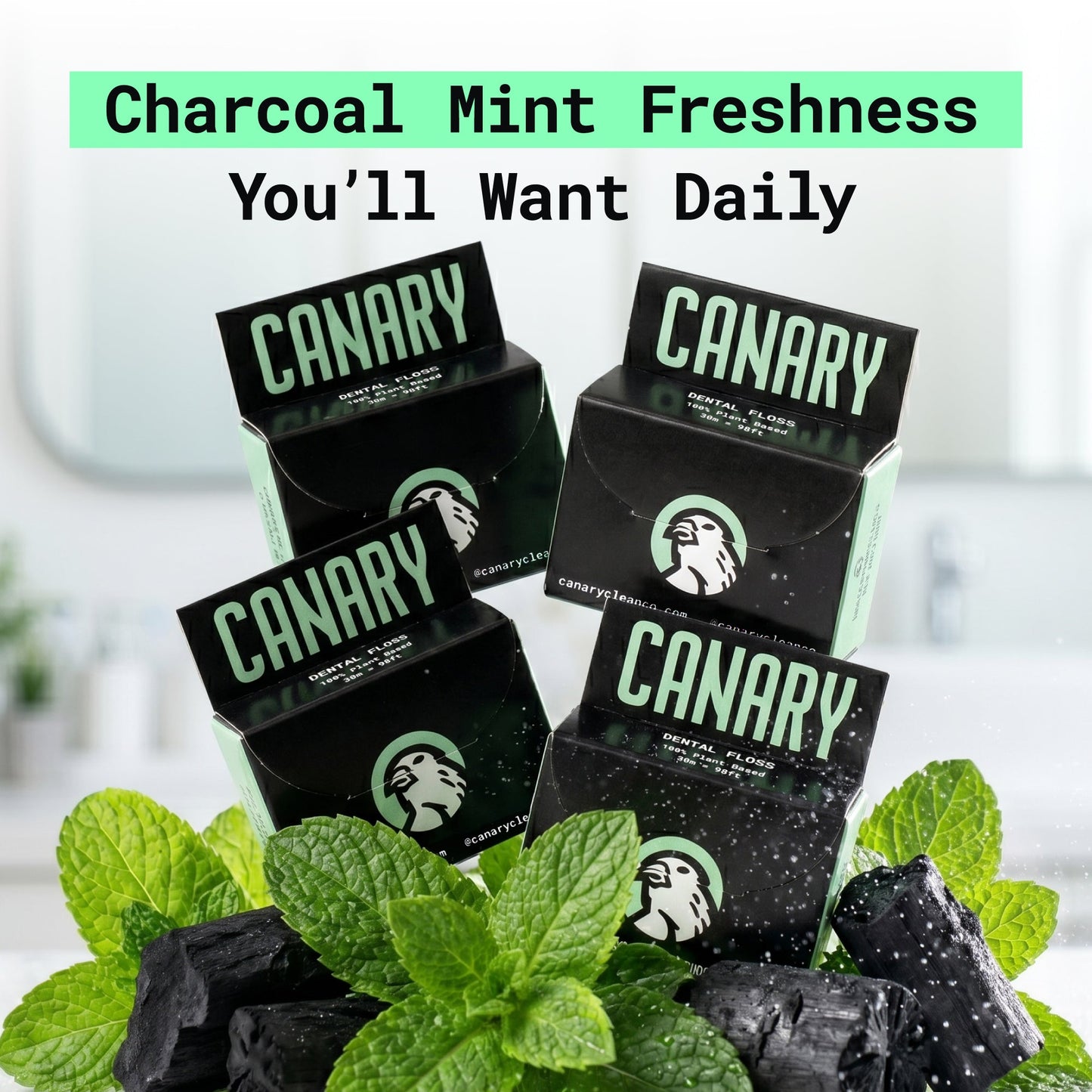 Dental Floss - Charcoal Mint - Plastic-Free and Vegan
