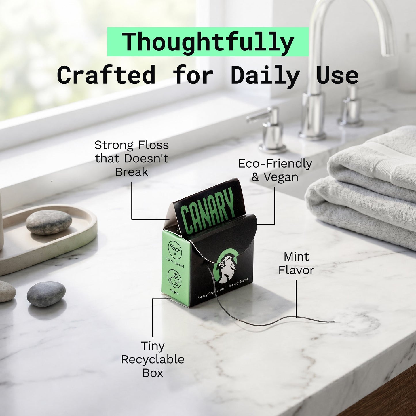 Dental Floss - Charcoal Mint - Plastic-Free and Vegan