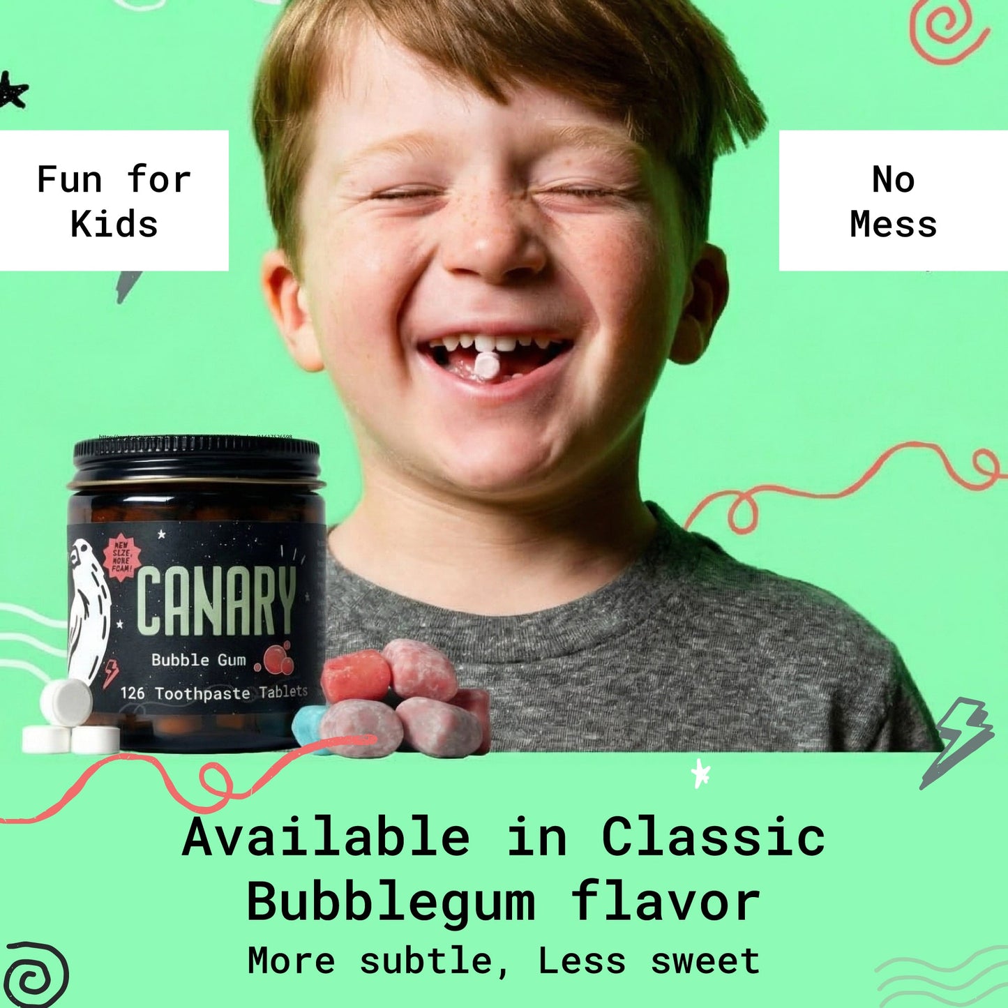 Bubble Gum Toothpaste Tablets | Plastic-Free | Kids Toothpaste Tablets with Nano Hydroxyapatite