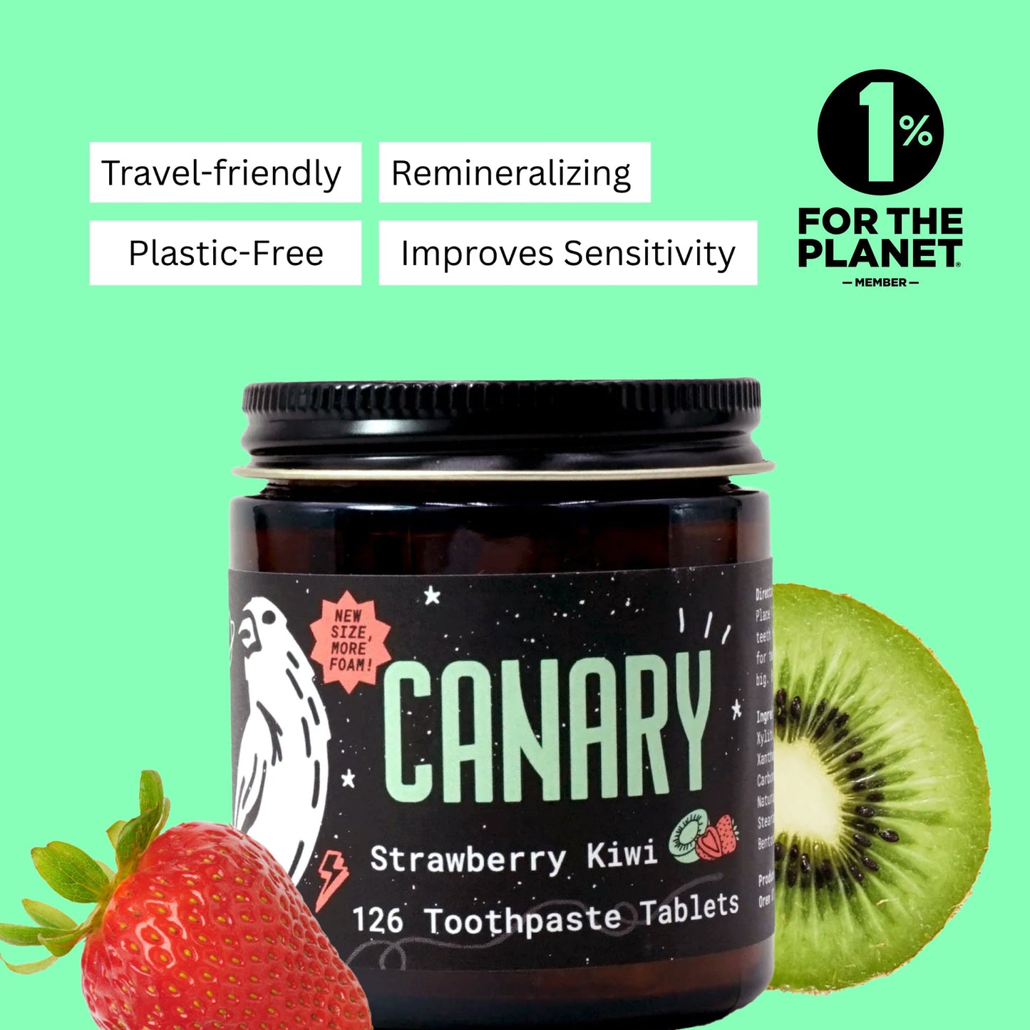 Strawberry + Kiwi Toothpaste Tablets | Plastic-Free | Kids Toothpaste Tablets with Nano Hydroxyapatite