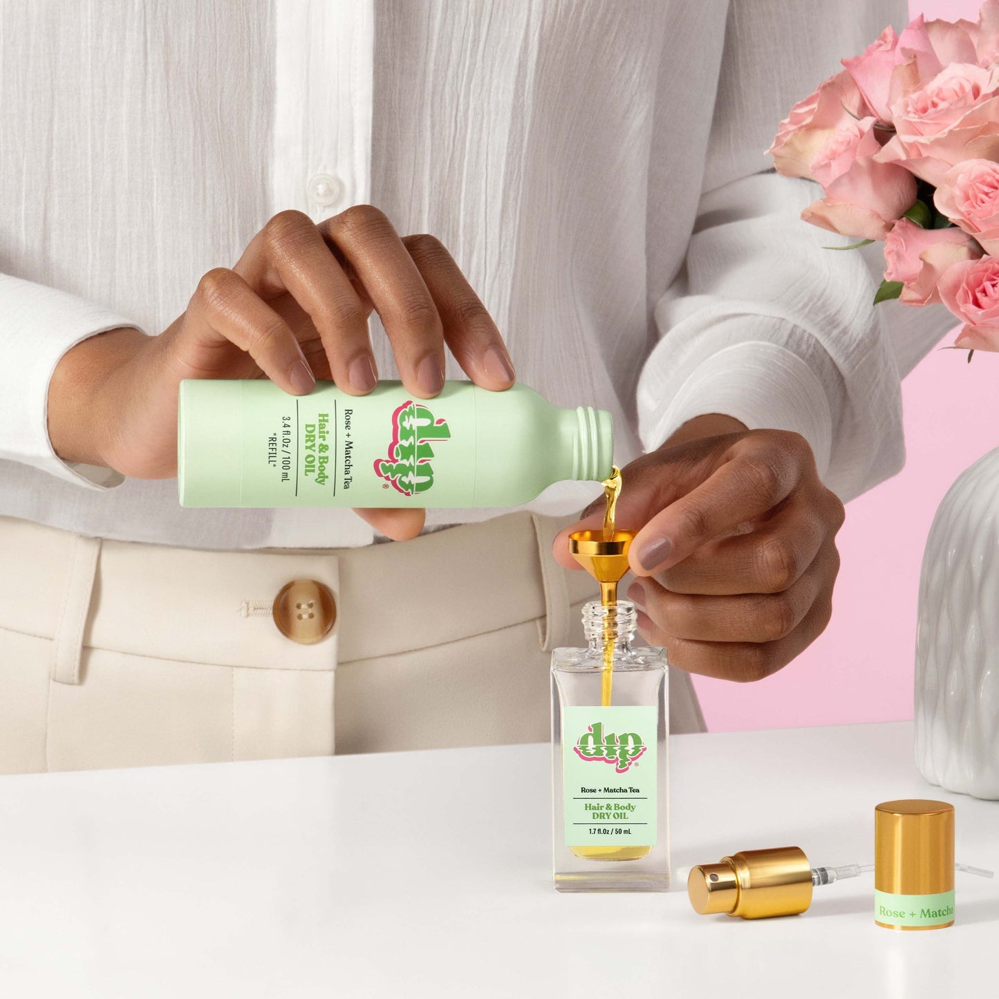 Dip REFILL Hair & Body Dry Oil - Rose & Matcha Tea