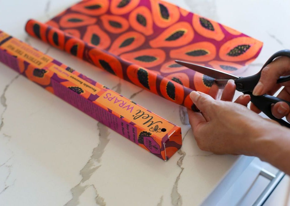 Beeswax Wrap Bulk Roll - Purple Papaya Print
