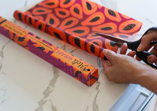 Beeswax Wrap Bulk Roll - Purple Papaya Print