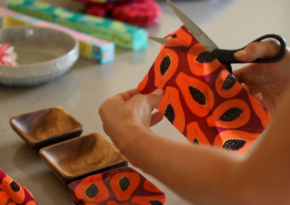 Beeswax Wrap Bulk Roll - Purple Papaya Print