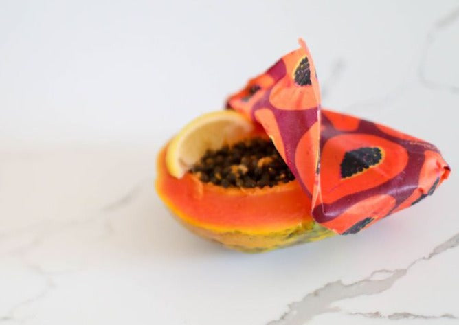 Beeswax Wrap Bulk Roll - Purple Papaya Print