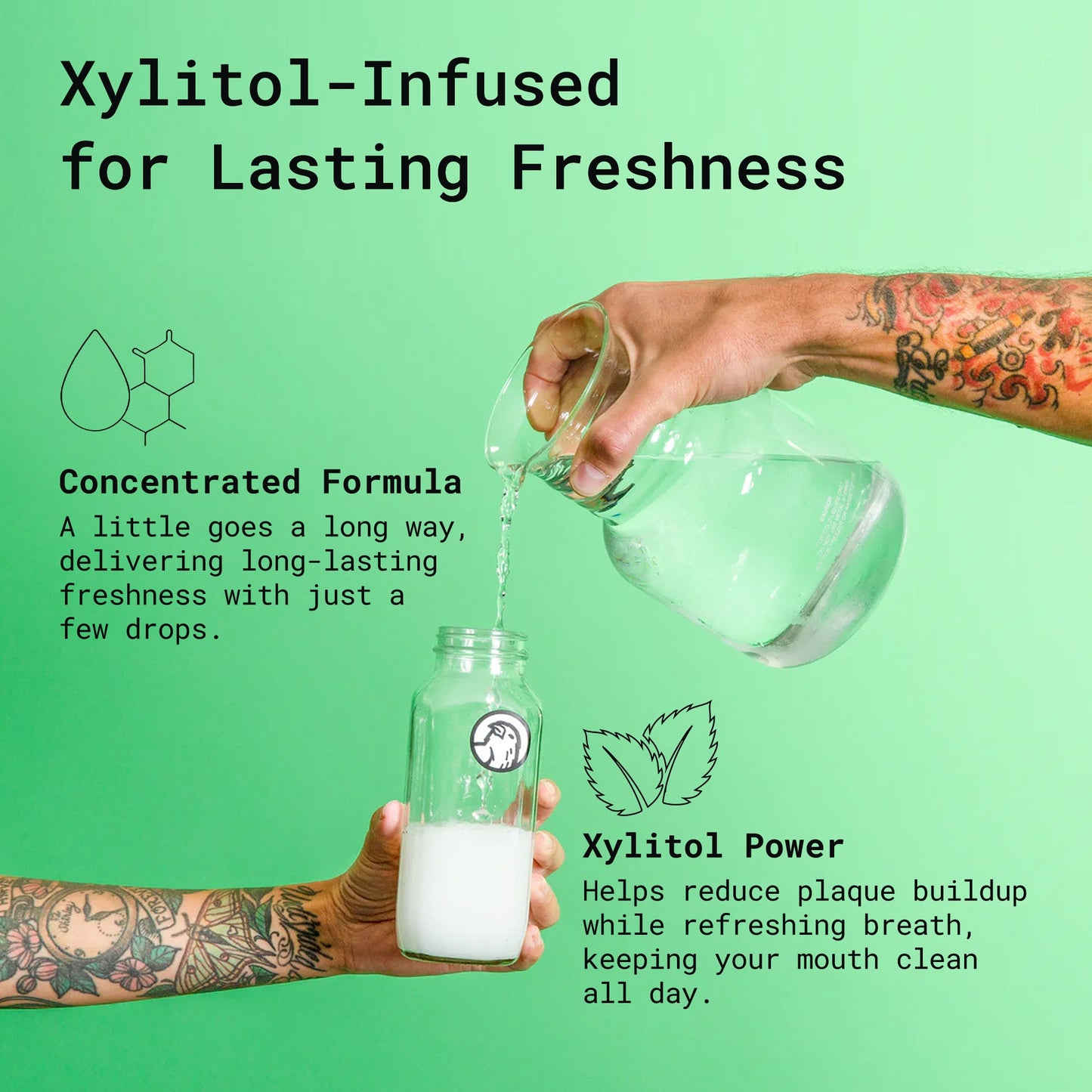 Peppermint Mouthwash Concentrate | Fluoride-Free Mouthwash with Xylitol & Aloe Vera