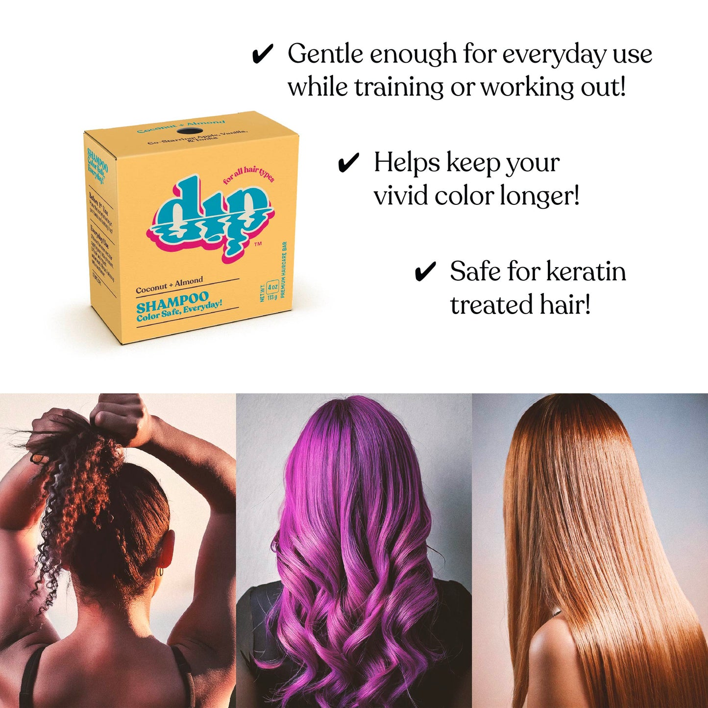 Dip Shampoo Bar: Color Safe, Everyday - Coconut & Almond