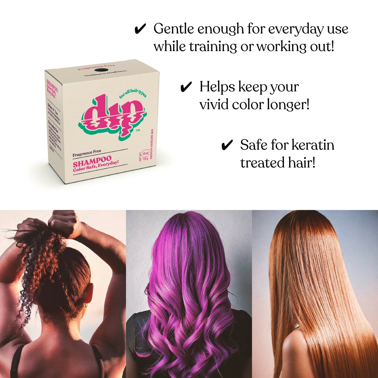 Dip Shampoo Bar: Color Safe, Everyday - Fragrance Free