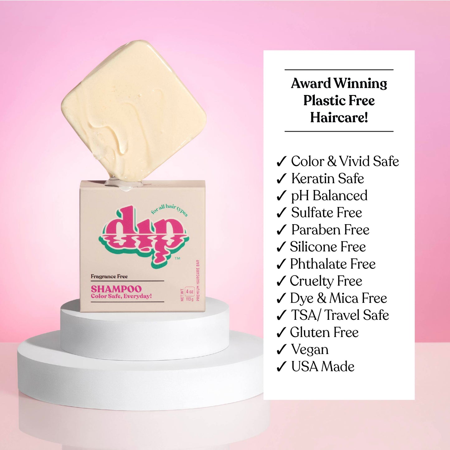Dip Shampoo Bar: Color Safe, Everyday - Fragrance Free
