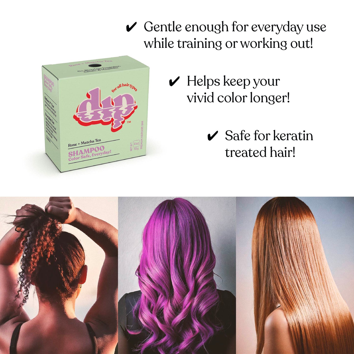 Dip Shampoo Bar: Color Safe, Everyday - Rose & Matcha Tea