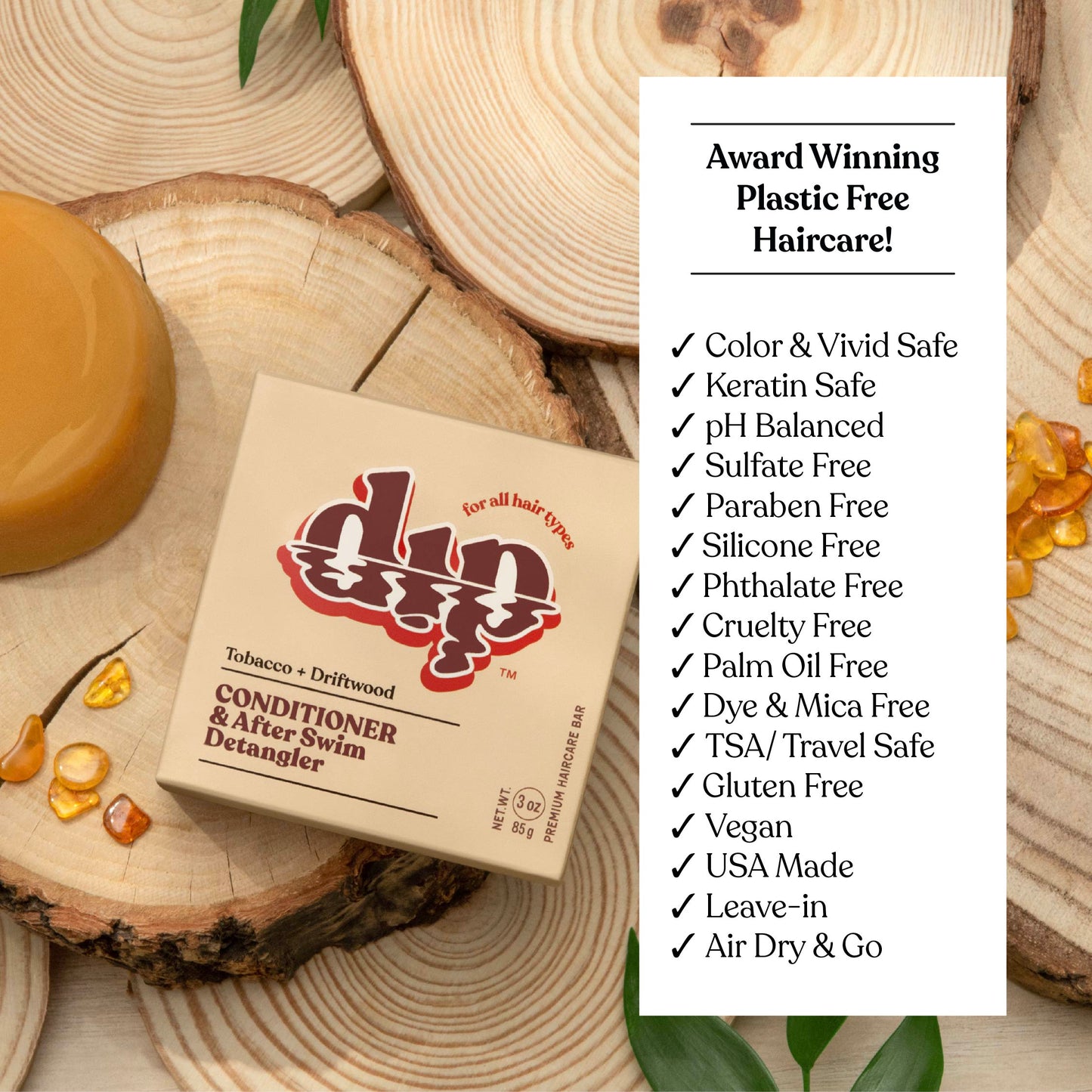 Dip Conditioner Bar & After Swim Detangler - Tobacco & Driftwood