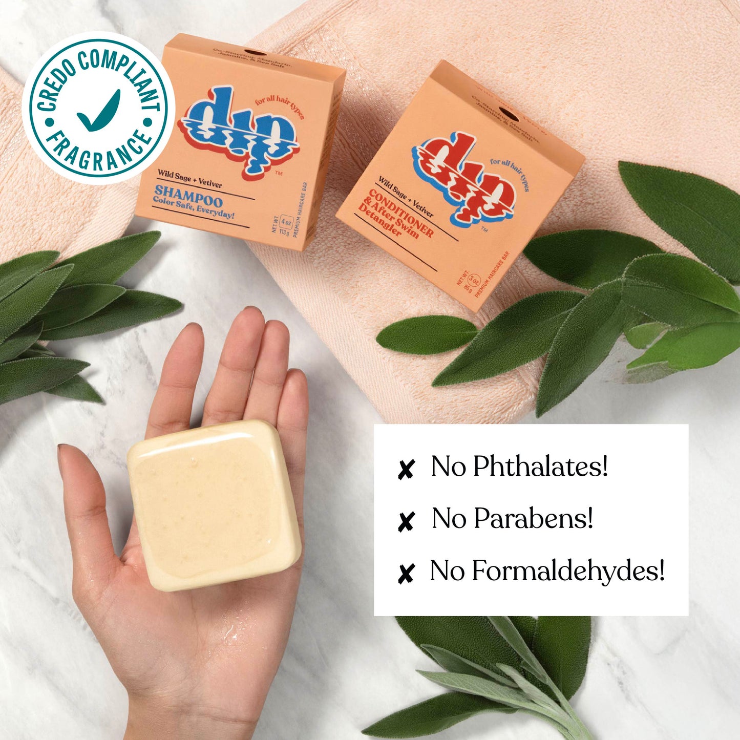 Dip Shampoo Bar: Color Safe, Everyday - Wild Sage & Vetiver