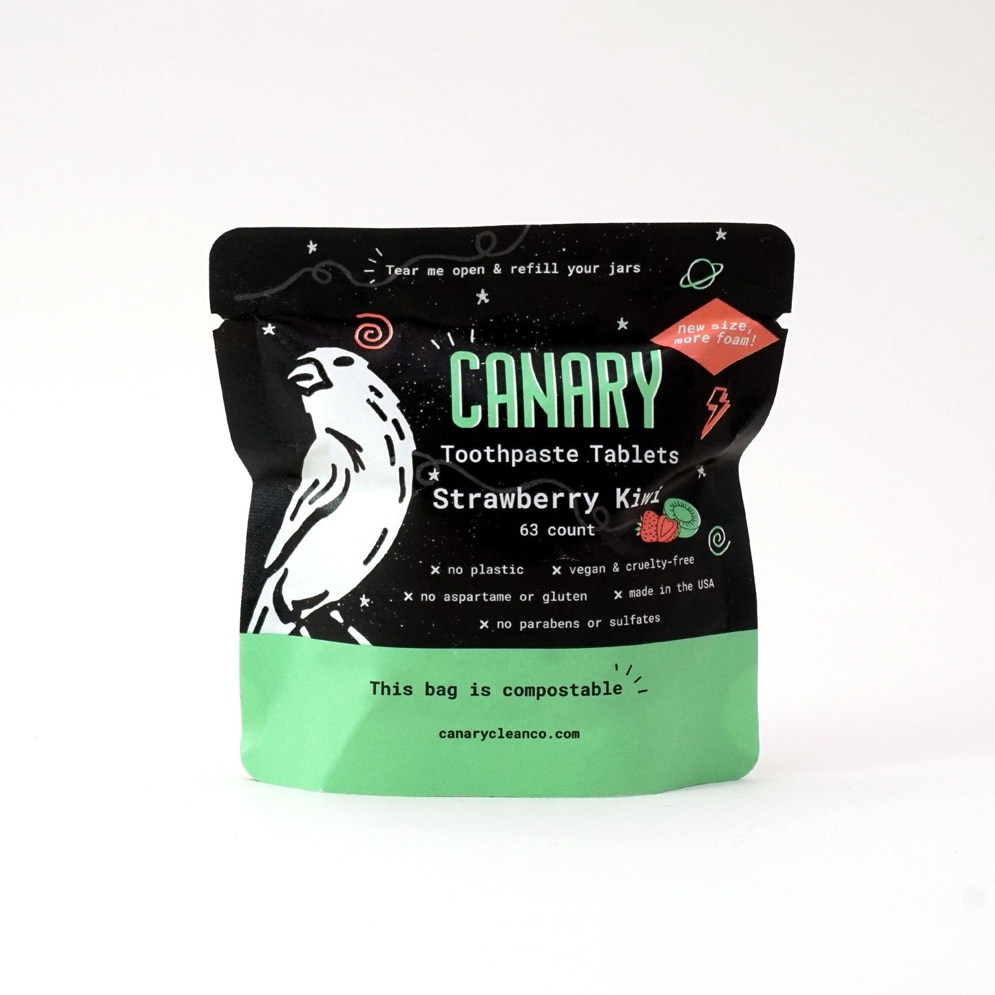 Strawberry + Kiwi Toothpaste Tablets | Plastic-Free | Kids Toothpaste Tablets with Nano Hydroxyapatite