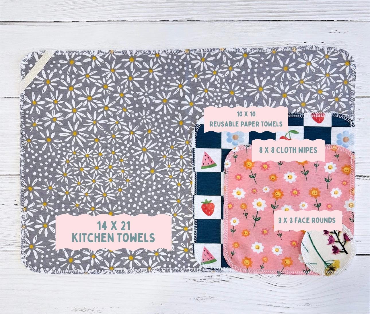 Reusable Paper Towels--Orange & Maroon Florals