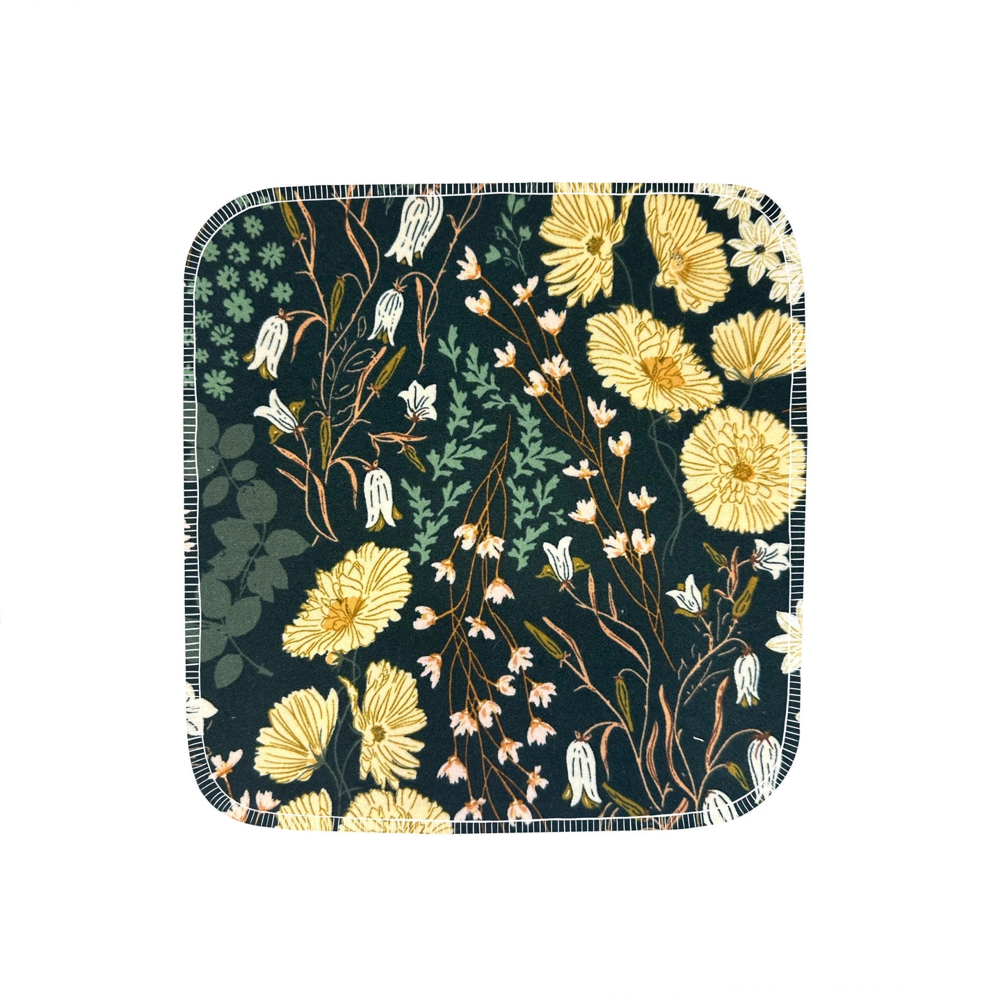 Reusable Paper Towels--Bluebells & Buttercups on Emerald Green