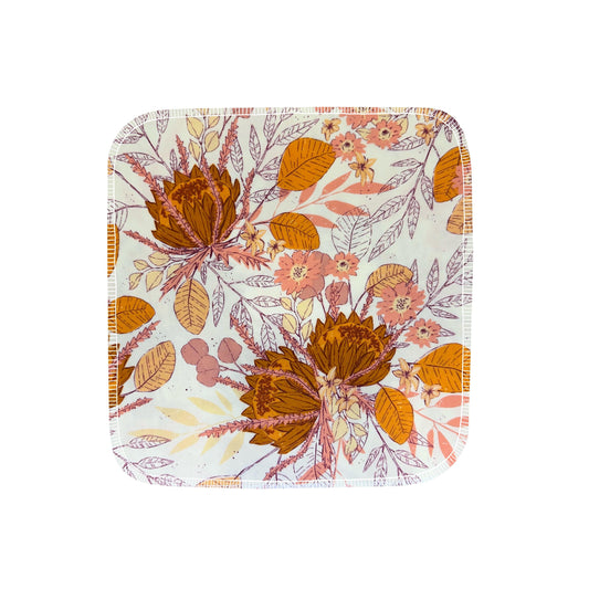 Reusable Paper Towels--Orange & Maroon Florals
