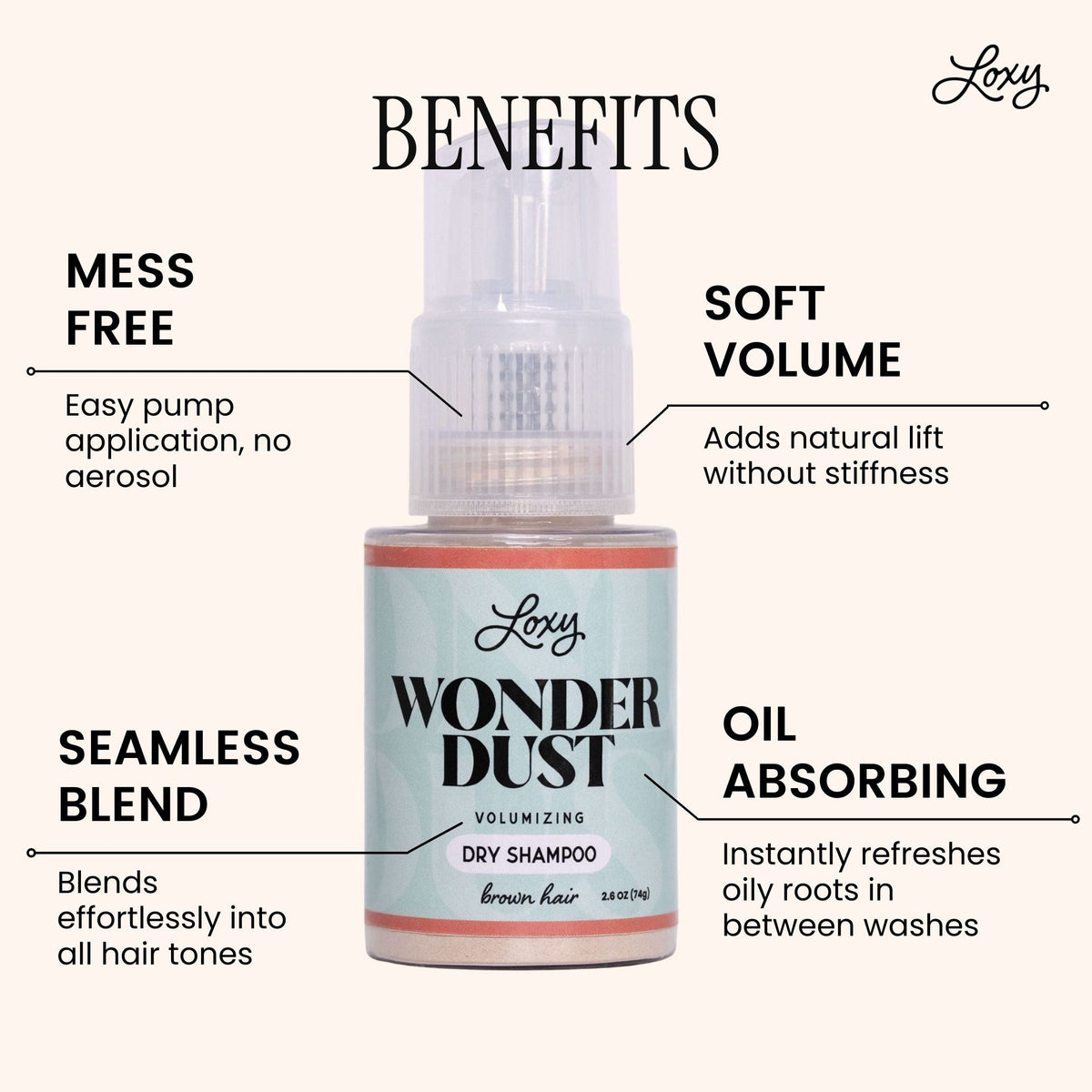 Wonder Dust Dry Shampoo: Oil-Absorbing, Volumizing Powder for Light, Brown & Dark Hair